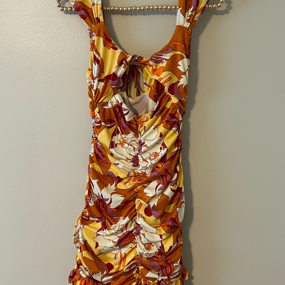 Urban Outfitters Vibrant Floral Dress in Orange and Brown